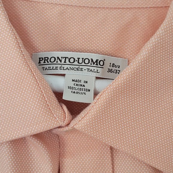 PRONTO UOMO Men's Dress Shirt, 18.5 36/37, Salmon Colour - Picture 4 of 5